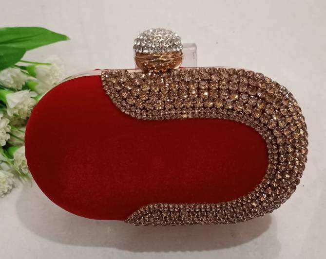 Wedding Wear Embroidered Oval Box Style Wholesale Clutches
